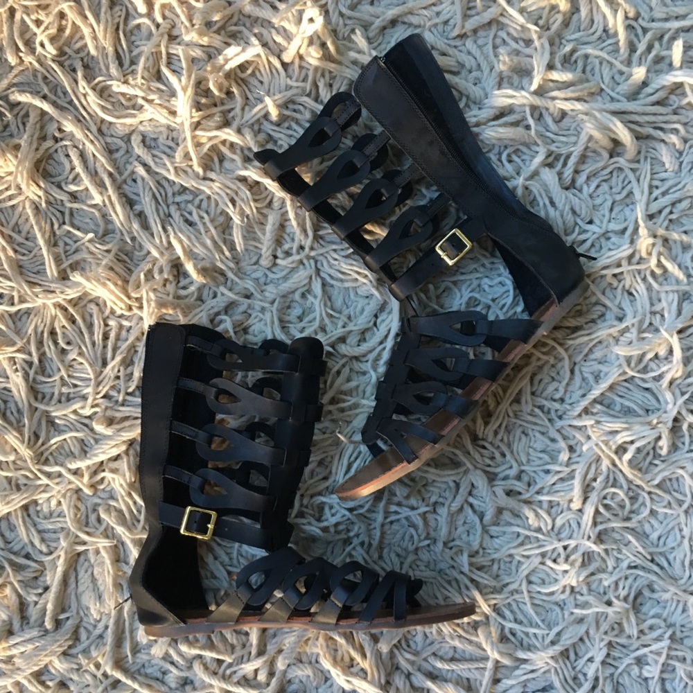 black gladiator sandals